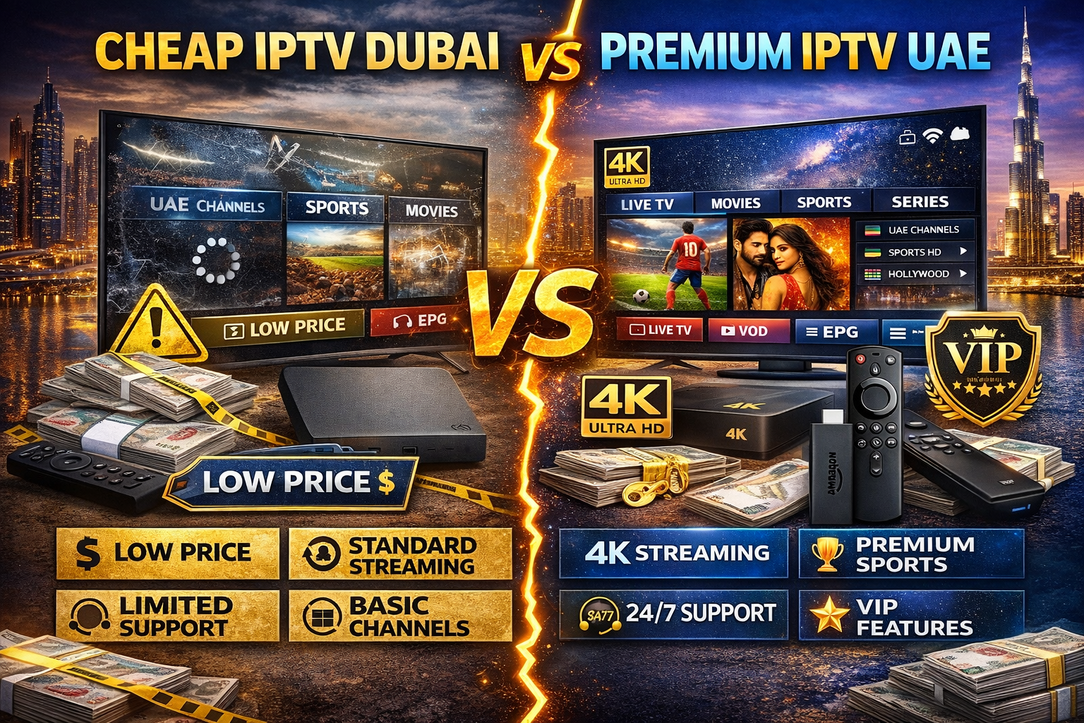 Cheap IPTV Dubai vs Premium